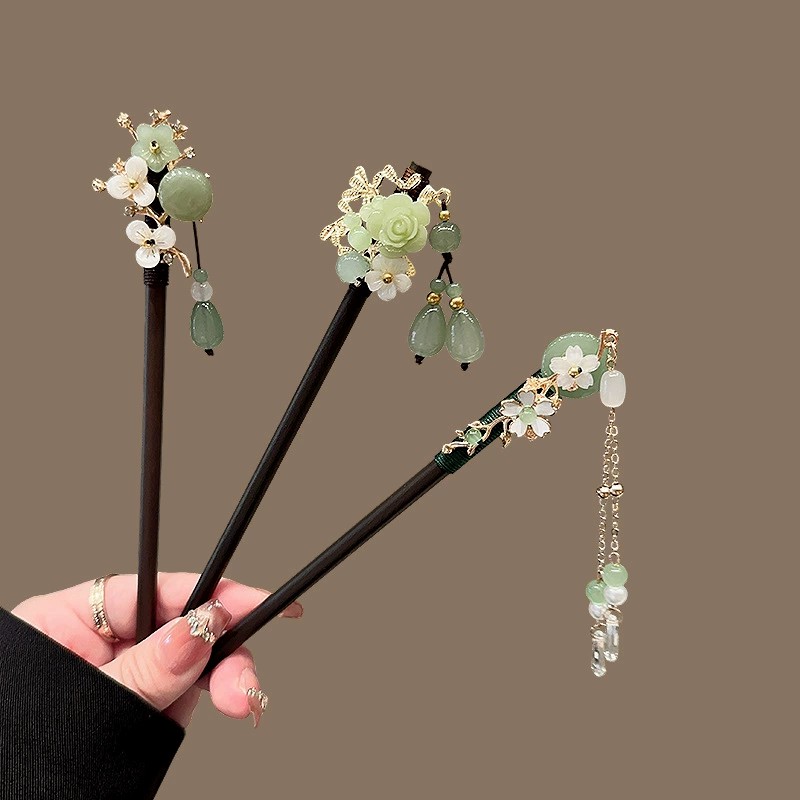 Tech Hair Accessories - دبوس شعر خشبي عتيق للنساء عصا