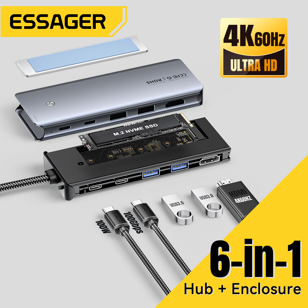 Type C Multiport Adapter - Essager USB C Hub مع M.2