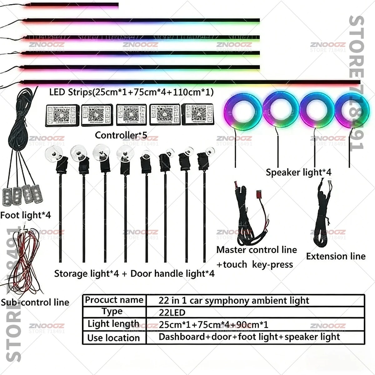 22 في 1 أضواء داخلية للسيارة م - مراجعة Tech Lighting Accessories وسعره