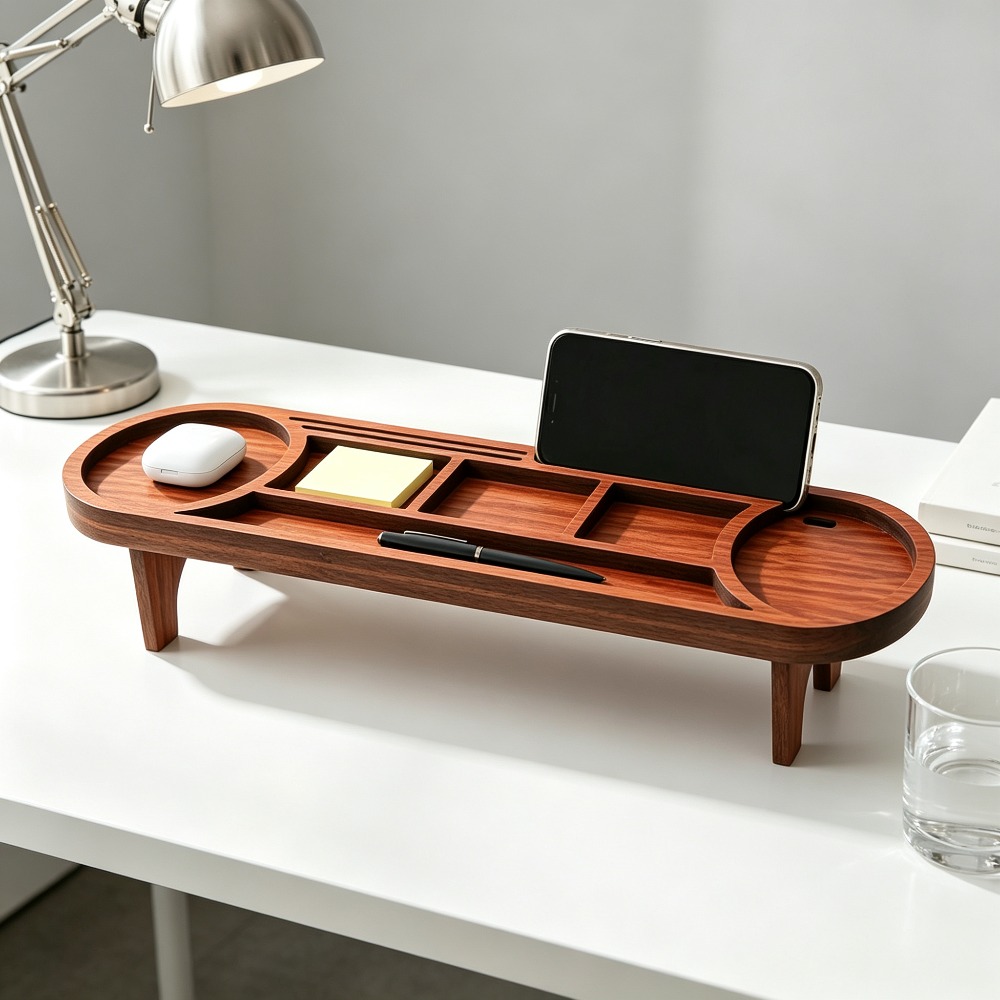 منظم مكتب خشبي مع حامل هاتف، ر - مراجعة Tech Desktop Accessories وسعره