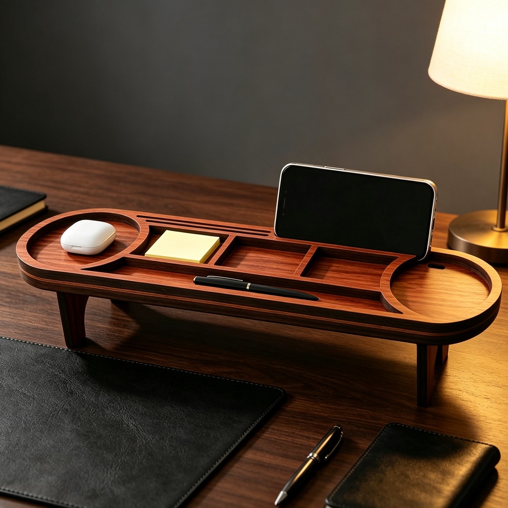منظم مكتب خشبي مع حامل هاتف، ر - مراجعة Tech Desktop Accessories وسعره